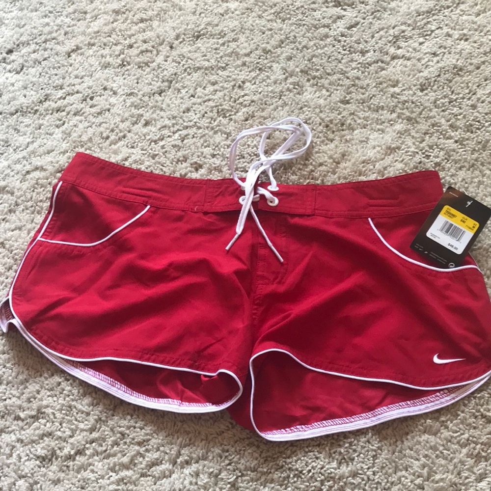 Red swim shorts